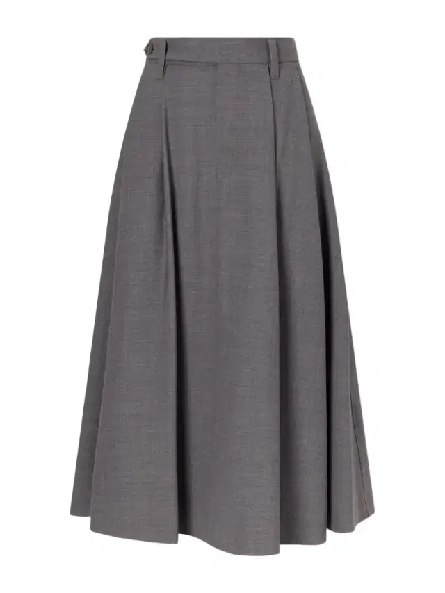 Brunello Cucinelli Pleated Wool-blend Midi Skirt
