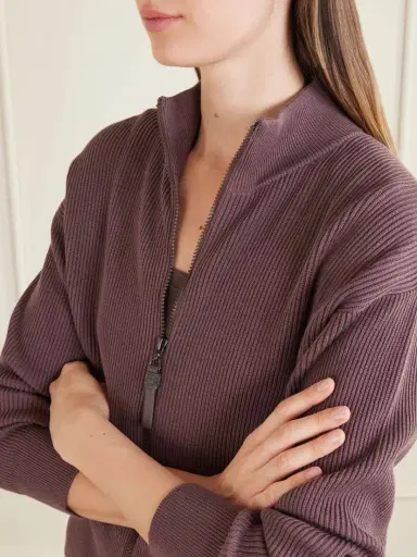 Brunello Cucinelli Ribbed Cotton Zip-up Turtleneck Cardigan | Thumbnail 5 Brunello Cucinelli Ribbed Cotton Zip-up Turtleneck Cardigan | Thumbnail 5