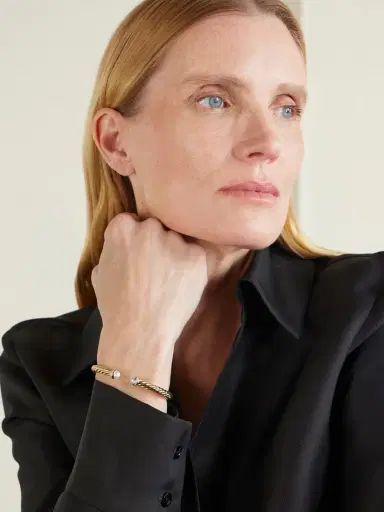 David Yurman Cablespira® Flex 18-karat Gold, Diamond And Pearl Cuff | Thumbnail 2 David Yurman Cablespira® Flex 18-karat Gold, Diamond And Pearl Cuff | Thumbnail 2
