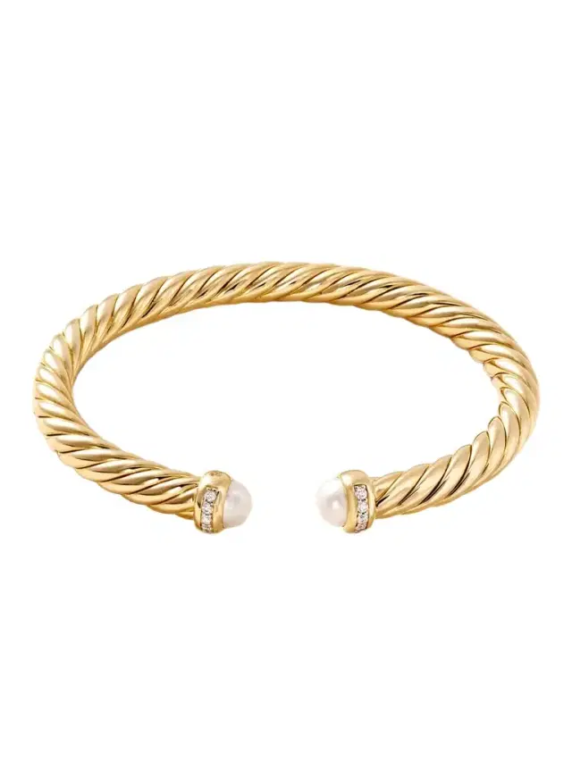 Cablespira® Flex 18-karat Gold, Diamond And Pearl Cuff