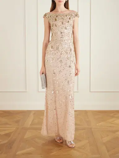 Jenny Packham Jessie Off-the-shoulder Embellished Tulle Gown | Thumbnail 2