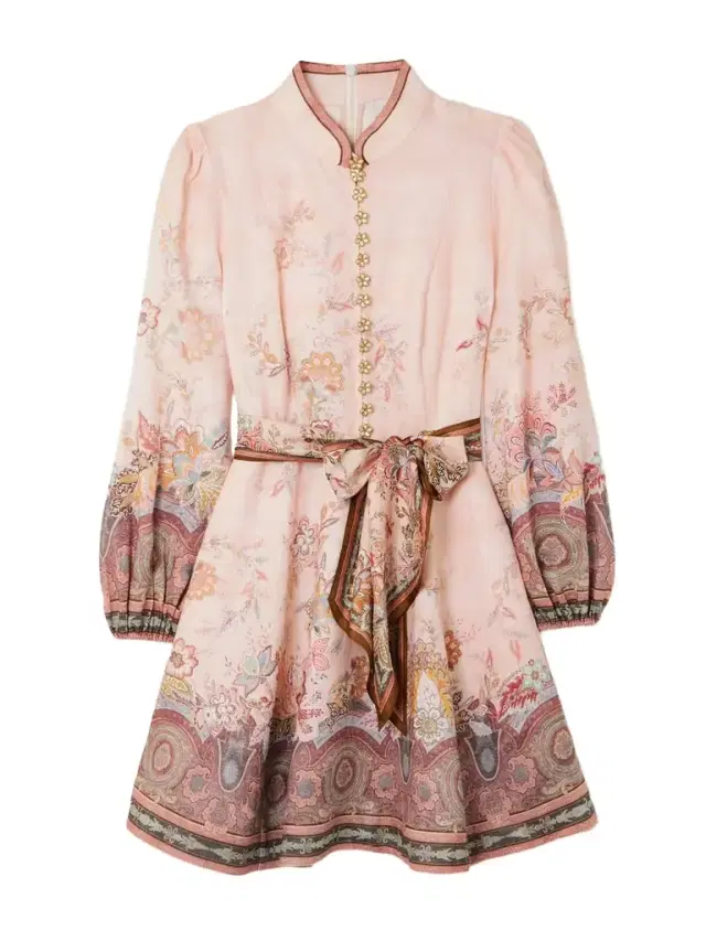 Alchemy Belted Floral-print Linen Mini Dress
