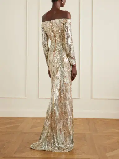 Elie Saab Off-the-shoulder Sequined Silk-blend Gown | Thumbnail 3 Elie Saab Off-the-shoulder Sequined Silk-blend Gown | Thumbnail 3