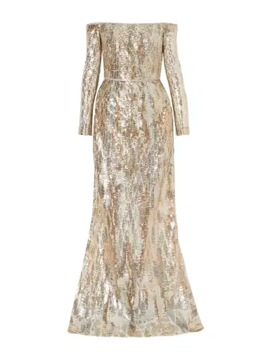 Elie Saab Off-the-shoulder Sequined Silk-blend Gown | Thumbnail 1 Elie Saab Off-the-shoulder Sequined Silk-blend Gown | Thumbnail 1