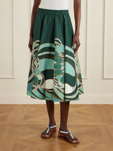 La DoubleJ Ballerina Gathered Printed Cotton-twill Midi Skirt | Thumbnail 3 La DoubleJ Ballerina Gathered Printed Cotton-twill Midi Skirt | Thumbnail 3