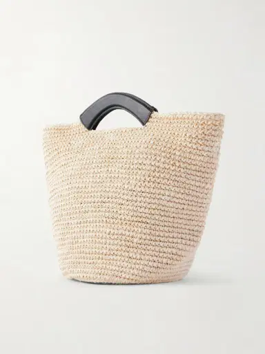 Hunting Season Shopper Large Leather-trimmed Woven Raffia Tote | Thumbnail 4