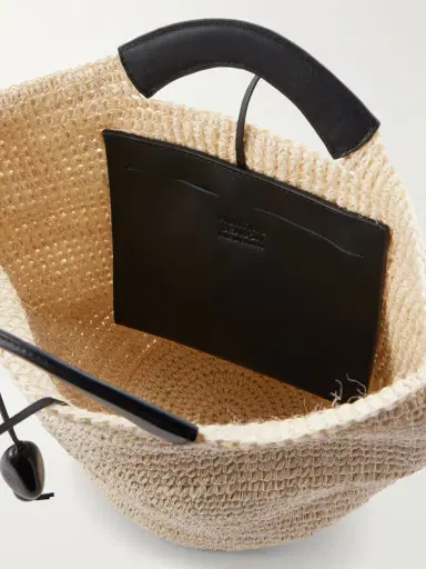 Hunting Season Shopper Large Leather-trimmed Woven Raffia Tote | Thumbnail 6
