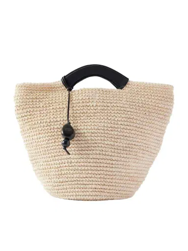 Hunting Season Shopper Large Leather-trimmed Woven Raffia Tote | Thumbnail 1
