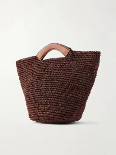Hunting Season Shopper Large Leather-trimmed Woven Raffia Tote | Thumbnail 4