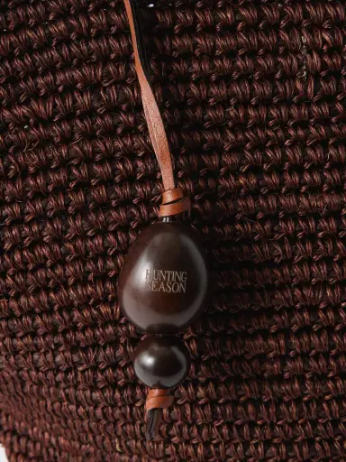 Hunting Season Shopper Large Leather-trimmed Woven Raffia Tote | Thumbnail 5