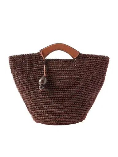 Hunting Season Shopper Large Leather-trimmed Woven Raffia Tote | Thumbnail 1
