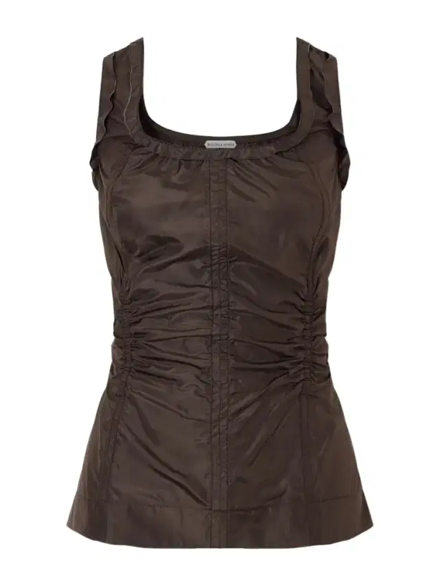 Gathered Paneled Silk-taffeta Tank