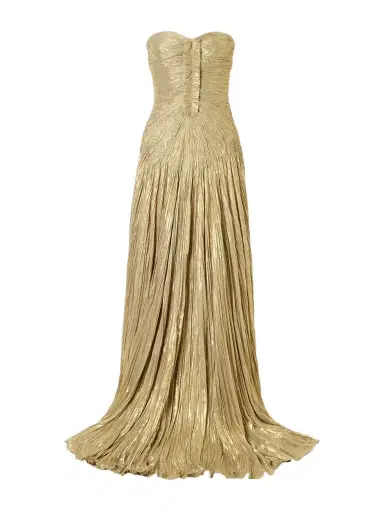 Marmar Halim Draped Pleated Metallic Silk-georgette Gown | Thumbnail 1 Marmar Halim Draped Pleated Metallic Silk-georgette Gown | Thumbnail 1