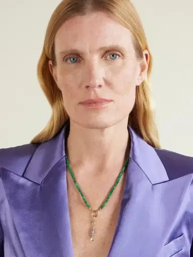 Lucy Delius Dinky Fish 14-karat Gold, Emerald And Diamond Necklace | Thumbnail 2