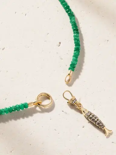 Lucy Delius Dinky Fish 14-karat Gold, Emerald And Diamond Necklace | Thumbnail 3