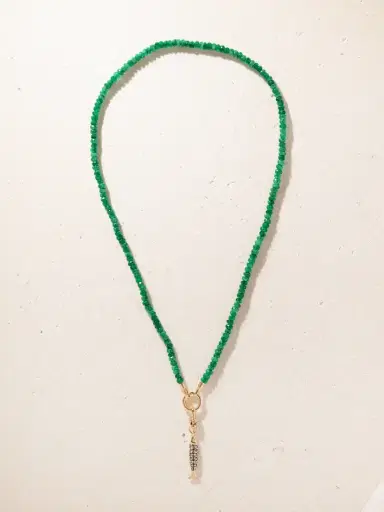 Lucy Delius Dinky Fish 14-karat Gold, Emerald And Diamond Necklace | Thumbnail 4