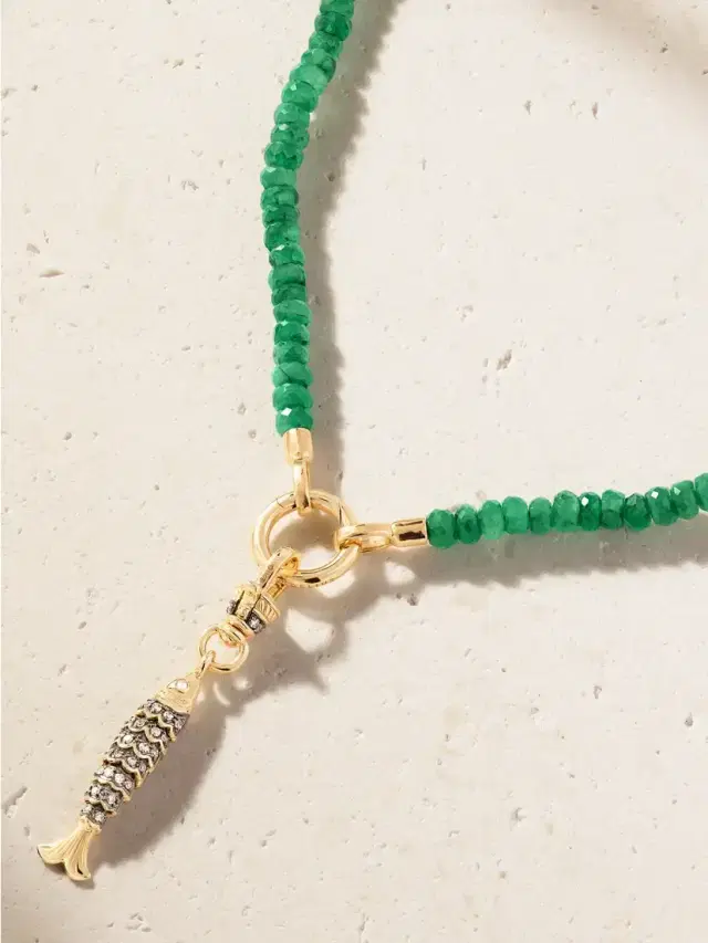 Dinky Fish 14-karat Gold, Emerald And Diamond Necklace