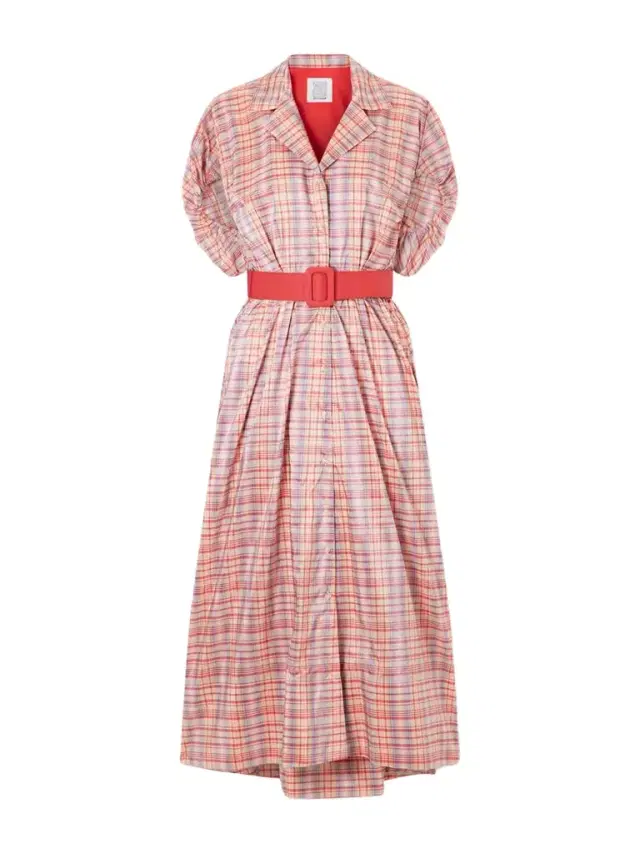 Wind At Your Back Belted Checked Silk-blend Maxi Dress