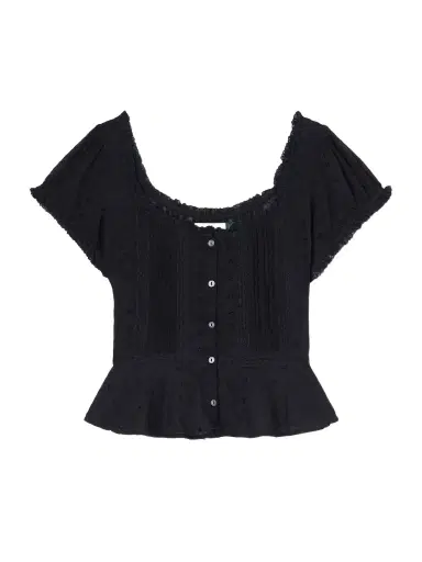 Rixo Sandi Cropped Broderie Anglaise Cotton Blouse | Thumbnail 1 Rixo Sandi Cropped Broderie Anglaise Cotton Blouse | Thumbnail 1