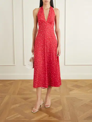 Faithfull Jennah Polka-dot Recycled-crepe Halterneck Midi Dress | Thumbnail 2 Faithfull Jennah Polka-dot Recycled-crepe Halterneck Midi Dress | Thumbnail 2