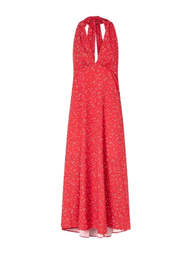 Faithfull Jennah Polka-dot Recycled-crepe Halterneck Midi Dress | Thumbnail 1 Faithfull Jennah Polka-dot Recycled-crepe Halterneck Midi Dress | Thumbnail 1