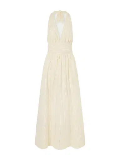 Faithfull Lido Gathered Checked Cotton Halterneck Maxi Dress | Thumbnail 1