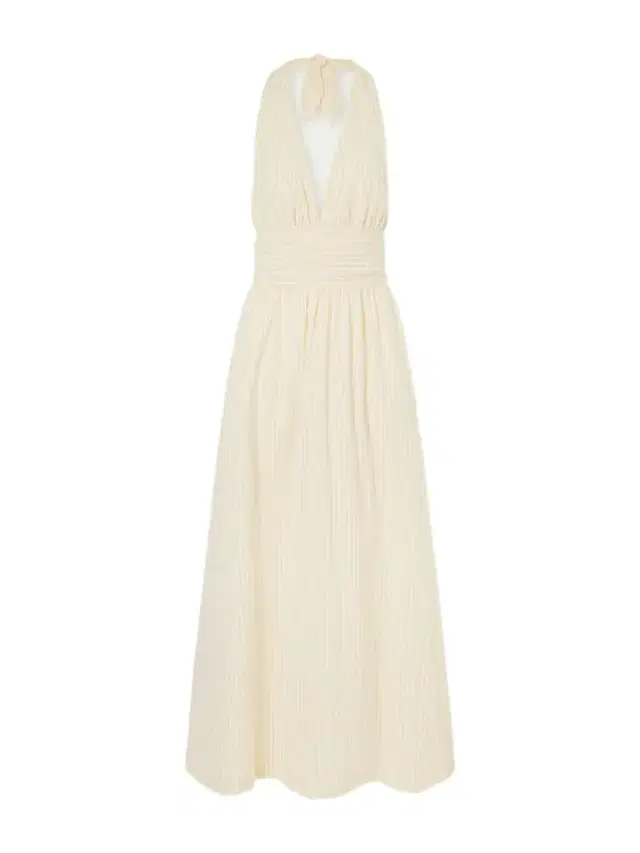 Lido Gathered Checked Cotton Halterneck Maxi Dress