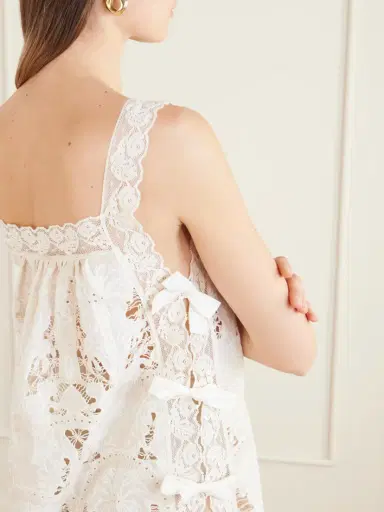 Loretta Caponi Fiocchini Lace-trimmed Broderie Anglaise Cotton-blend Maxi Dress | Thumbnail 4
