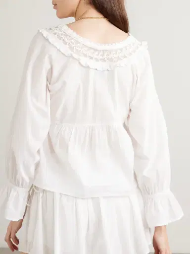 Posse Danielle Lace-trimmed Cotton Blouse | Thumbnail 3