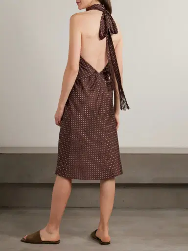 Posse Phoebe Polka-dot Tencel™ Lyocell Halterneck Midi Dress | Thumbnail 3