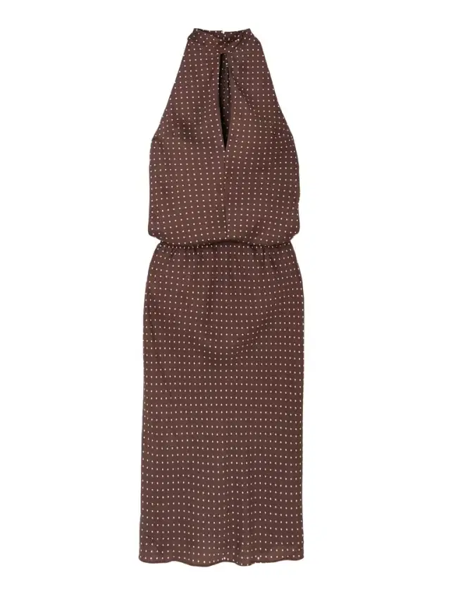 Phoebe Polka-dot Tencel™ Lyocell Halterneck Midi Dress