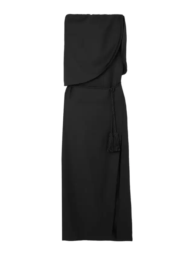 Elspeth Belted Draped Wool-twill Maxi Dress