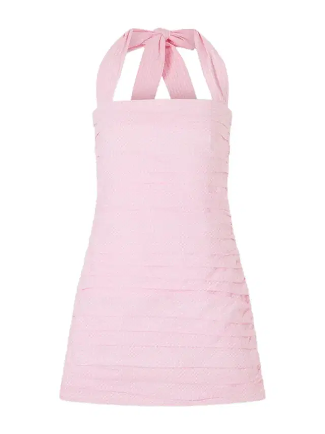 Tippy Ruched Checked Cotton Halterneck Mini Dress
