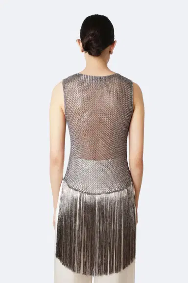 Lapointe Metallic Netting Fringe Asymmetric Top | Thumbnail 2 Lapointe Metallic Netting Fringe Asymmetric Top | Thumbnail 2