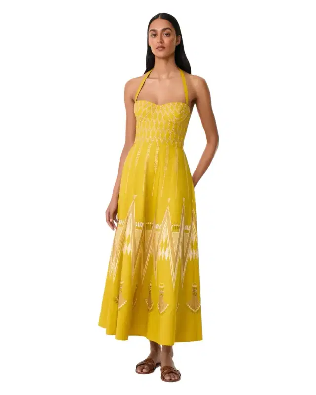Lotty Dress with Papyrus Embroidery