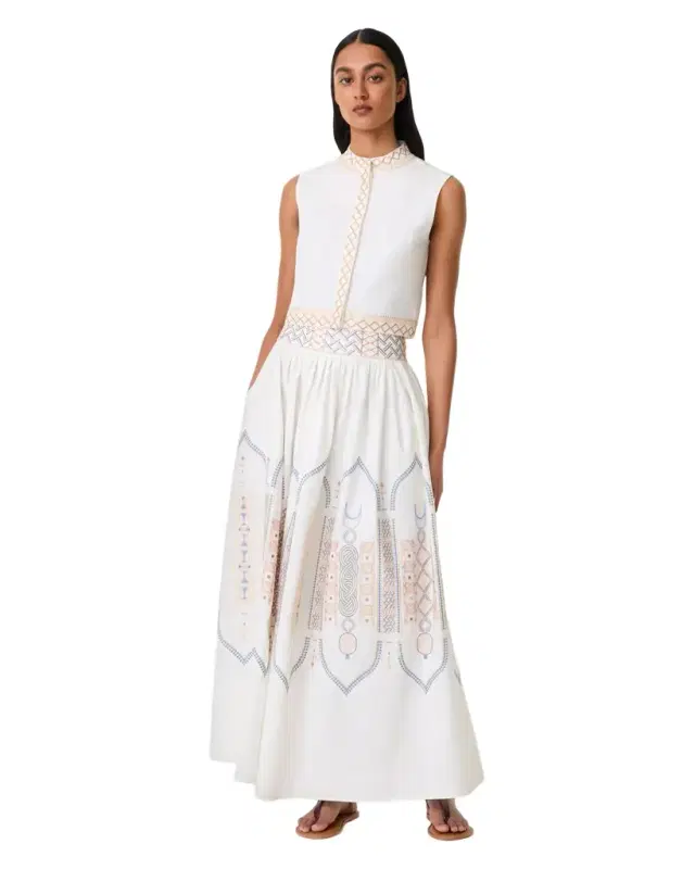 Emporio Sirenuse Ombretta Skirt with Lace Embroidery