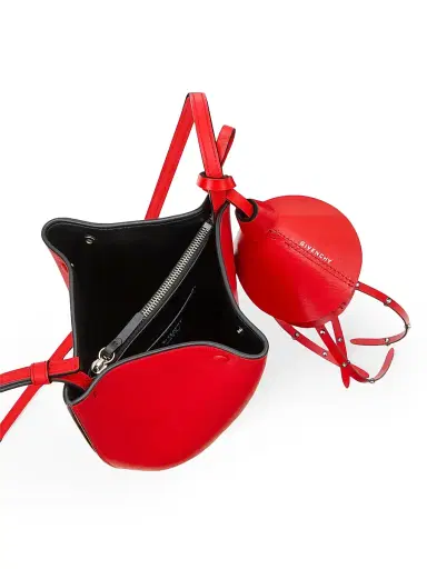Givenchy Women's Nano Snap Bucket Bag in Grained Leather - Deep Red | Thumbnail 4