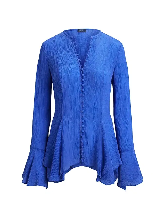 Women's Leandra Textured Crepe Blouse - Indigo Sky
