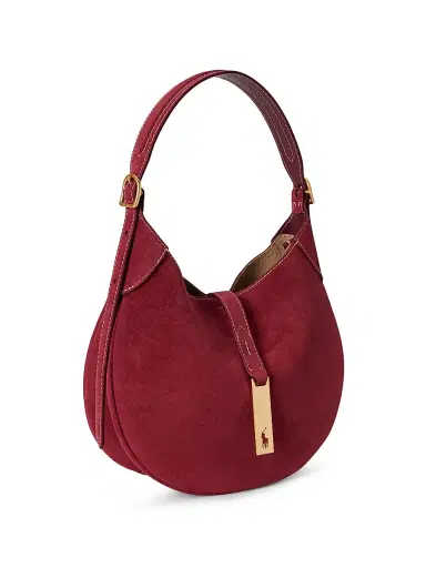 Polo Ralph Lauren Women's Small Polo ID Suede Shoulder Bag - Red | Thumbnail 2