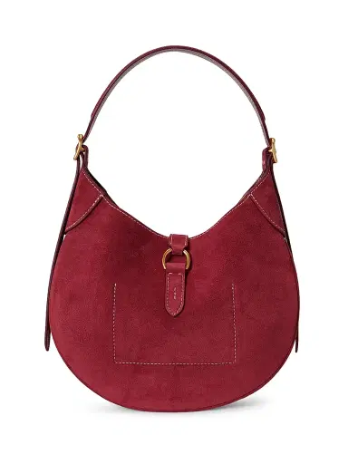 Polo Ralph Lauren Women's Small Polo ID Suede Shoulder Bag - Red | Thumbnail 3