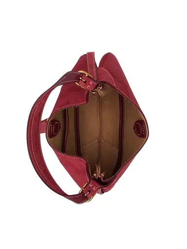 Polo Ralph Lauren Women's Small Polo ID Suede Shoulder Bag - Red | Thumbnail 4