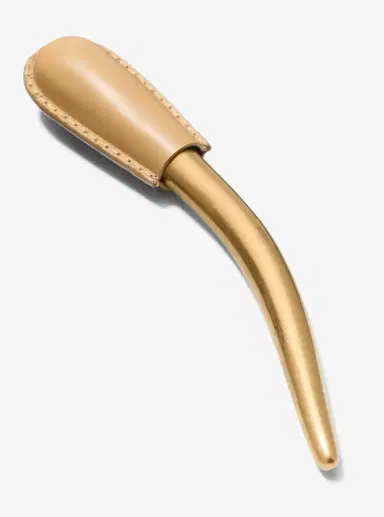 Michael Kors Collection Leather Wrapped Brass Hair Pin in Brown - One Size by Michael Kors Collection | Thumbnail 14