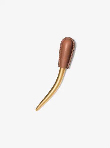 Michael Kors Collection Leather Wrapped Brass Hair Pin in Brown - One Size by Michael Kors Collection | Thumbnail 9