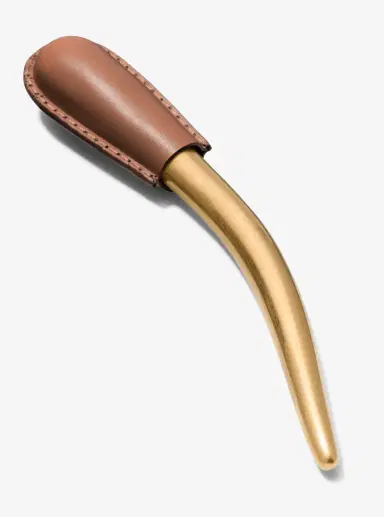 Michael Kors Collection Leather Wrapped Brass Hair Pin in Brown - One Size by Michael Kors Collection | Thumbnail 10