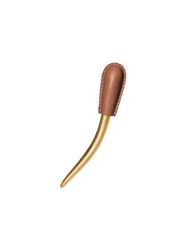 Michael Kors Collection Leather Wrapped Brass Hair Pin in Brown - One Size by Michael Kors Collection | Thumbnail 1