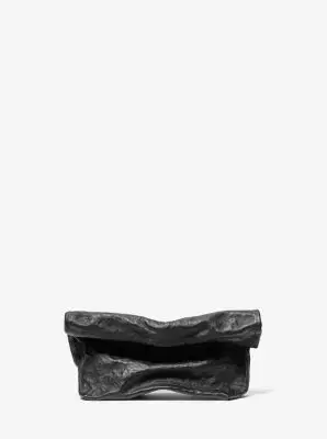 Michael Kors Collection Maggie Crackled Leather Lunch Bag Clutch in Black - One Size by Michael Kors Collection | Thumbnail 2 Michael Kors Collection Maggie Crackled Leather Lunch Bag Clutch in Black - One Size by Michael Kors Collection | Thumbnail 2