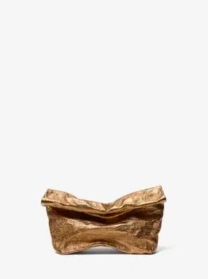 Michael Kors Collection Maggie Metallic Crackled Leather Lunch Bag Clutch | Thumbnail 2