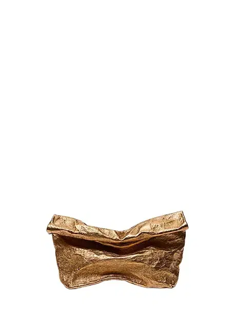 Maggie Metallic Crackled Leather Lunch Bag Clutch