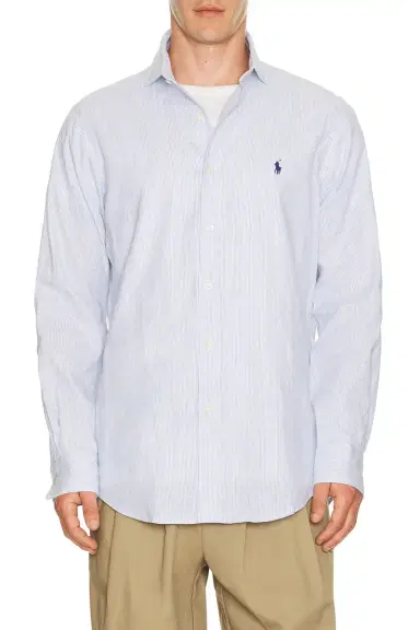 Polo Ralph Lauren Long Sleeve Stretch Linen Sport Shirt Stripe | Thumbnail 1