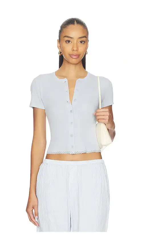 Adelaide Slim Short Sleeve Cardigan With Lace